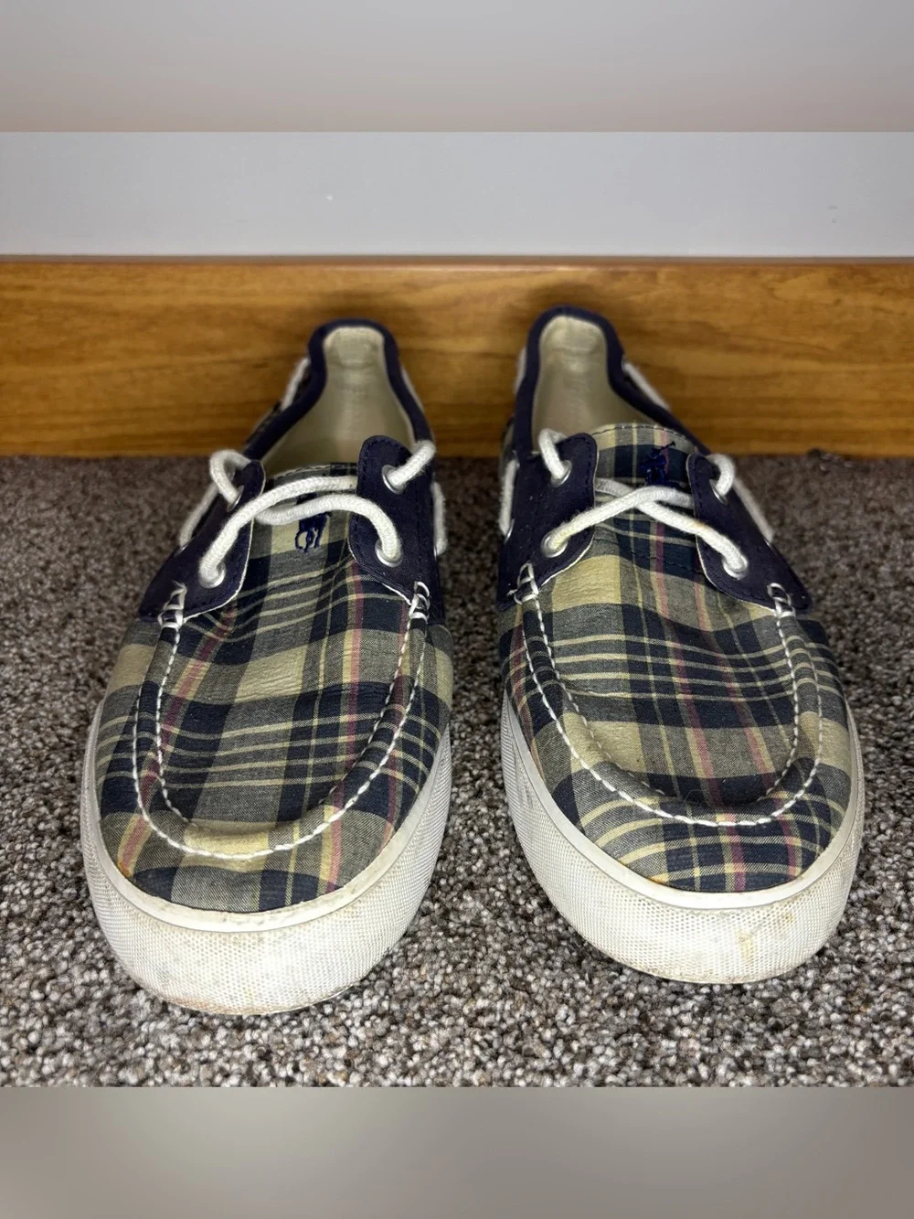 Polo Ralph Lauren Lander Boat Shoes Men’s 11.5 D blue Madras